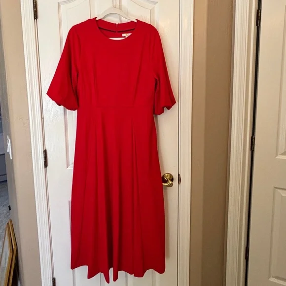 Boden Classic Red Midi Dress w Flutter Sleeves NEW Women US 10R DO132 Red - Picture 2 of 16